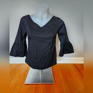 WHBM Black poplin shirt with flare sleeve